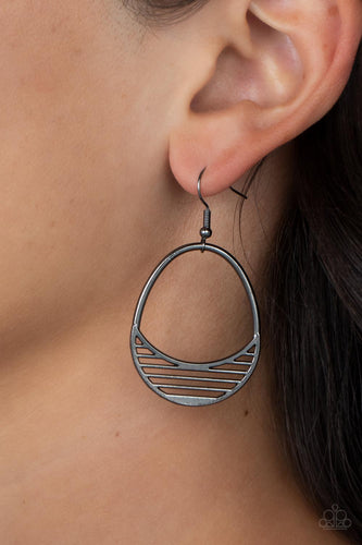 Segmented Shimmer - Gunmetal Earrings- Paparazzi Accessories