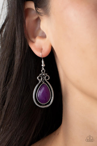 Mountain Mantra - Purple and Silver Earrings- Paparazzi Accessories