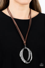 Load image into Gallery viewer, Long OVAL-due - Brown and Silver Necklace- Paparazzi Accessories