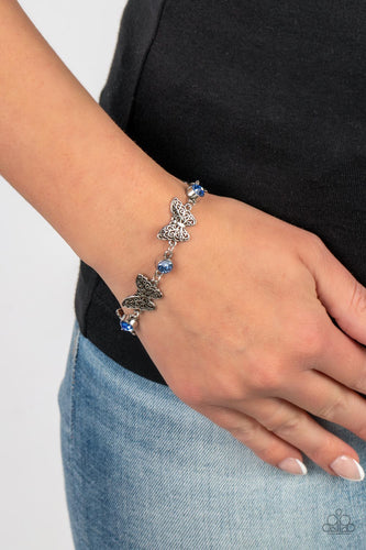 Has a WING to It - Blue and Silver Bracelet- Paparazzi Accessories