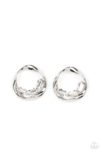 Imperfect Illumination - White and Silver Earrings- Paparazzi Accessories