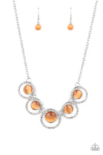 Load image into Gallery viewer, Elliptical Enchantment - Orange and Silver Necklace- Paparazzi Accessories