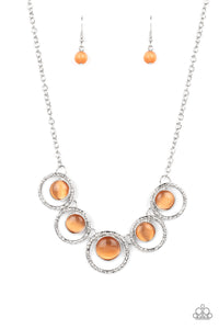 Elliptical Enchantment - Orange and Silver Necklace- Paparazzi Accessories