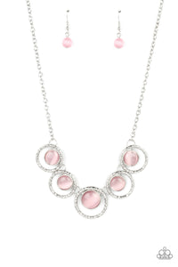 Elliptical Enchantment - Pink and Silver Necklace- Paparazzi Accessories