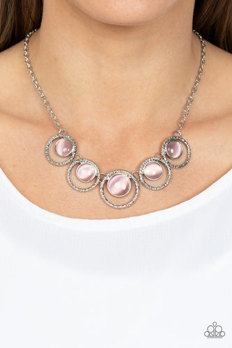 Elliptical Enchantment - Pink and Silver Necklace- Paparazzi Accessories