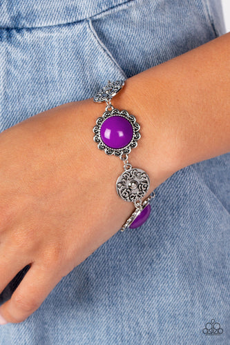 Positively Poppy - Purple and Silver Bracelet- Paparazzi Accessories