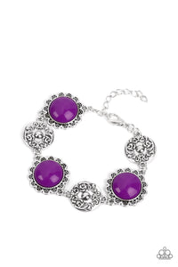 Positively Poppy - Purple and Silver Bracelet- Paparazzi Accessories