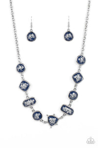 Fleek and Flecked - Blue and Silver Necklace- Paparazzi Accessories