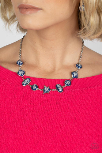 Fleek and Flecked - Blue and Silver Necklace- Paparazzi Accessories