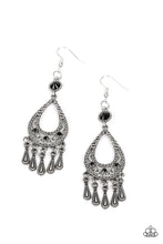 Load image into Gallery viewer, Viva la DIVA - Black and Silver Earrings- Paparazzi Accessories