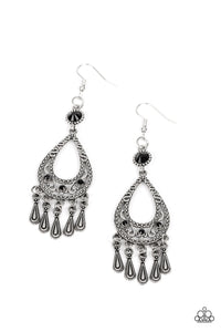 Viva la DIVA - Black and Silver Earrings- Paparazzi Accessories