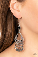 Load image into Gallery viewer, Viva la DIVA - Black and Silver Earrings- Paparazzi Accessories