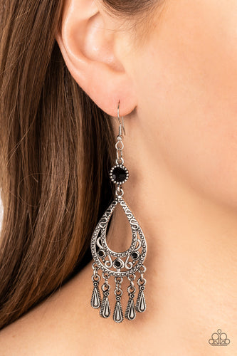 Viva la DIVA - Black and Silver Earrings- Paparazzi Accessories