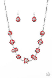 Fleek and Flecked - Red and Silver Necklace- Paparazzi Accessories
