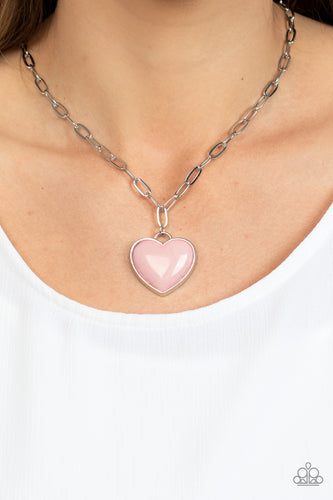 Everlasting Endearment - Pink and Silver Necklace- Paparazzi Accessories