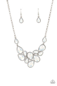 Keeps GLOWING and GLOWING - White and Silver Necklace- Paparazzi Accessories