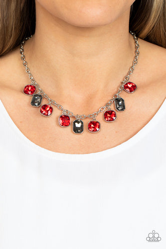 Best Decision Ever - Red and Silver Necklace- Paparazzi Accessories