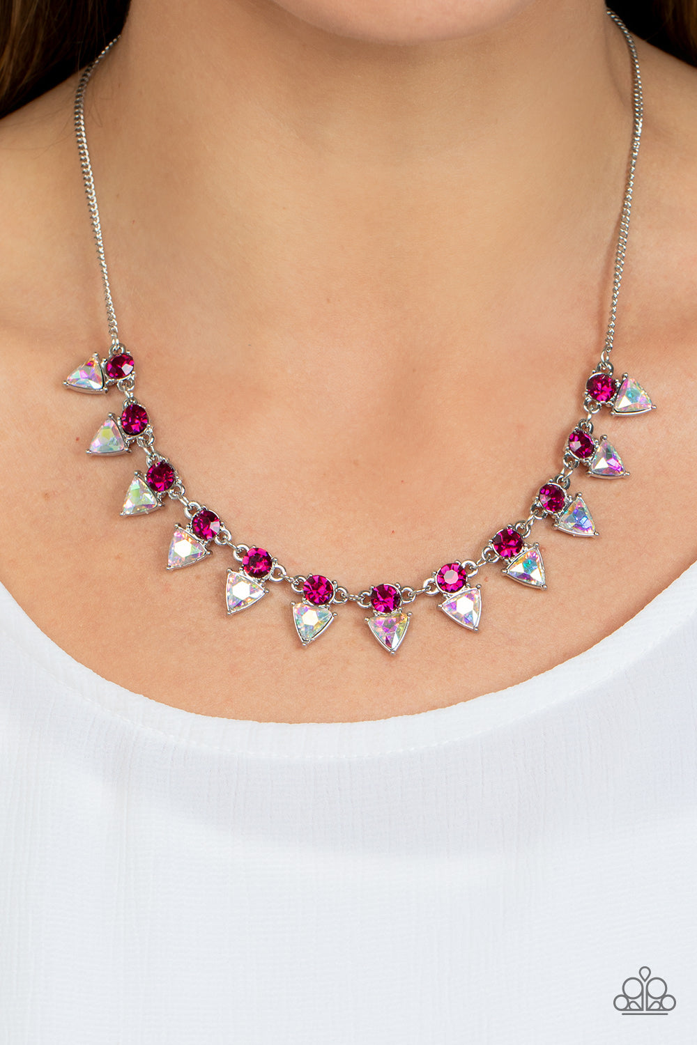 Razor-Sharp Refinement - Pink and Silver Necklace- Paparazzi Accessories