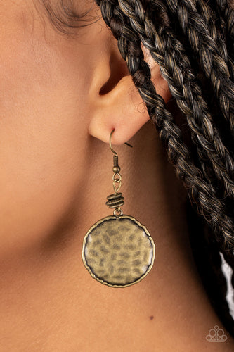 Prehistoric Perfection - Brass  Earrings- Paparazzi Accessories