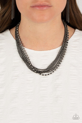 Free to CHAINge My Mind - White and Gunmetal Necklace- Paparazzi Accessories