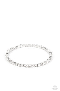 Rhinestone Spell - White and Silver Bracelet- Paparazzi Accessories