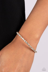 Rhinestone Spell - White and Gold Bracelet- Paparazzi Accessories