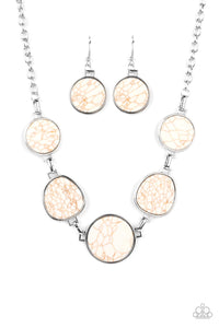 Santa Fe Flats - White and Silver Necklace- Paparazzi Accessories