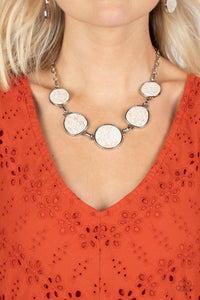 Santa Fe Flats - White and Silver Necklace- Paparazzi Accessories