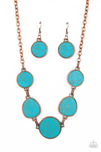 Santa Fe Flats - Blue and Copper Necklace- Paparazzi Accessories
