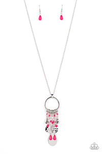 Totally Trolling - Pink and Silver Necklace- Paparazzi Accessories