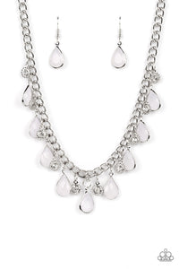 Frosted and Framed - White and Silver Necklace- Paparazzi Accessories
