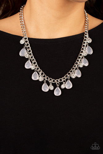 Frosted and Framed - White and Silver Necklace- Paparazzi Accessories