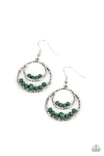 Load image into Gallery viewer, Bustling Beads - Green and Silver Earrings- Paparazzi Accessories