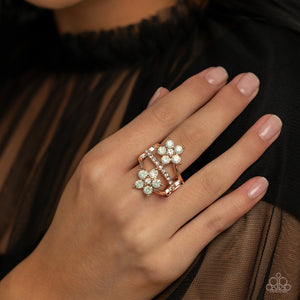 Precious Petals - White and Rose Gold Ring- Paparazzi Accessories