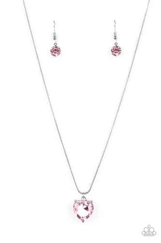 Smitten with Style - Pink and Silver Necklace- Paparazzi Accessories