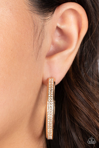 Flash Freeze - White and Gold Earrings- Paparazzi Accessories