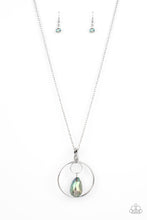Load image into Gallery viewer, Swinging Shimmer - Green and Silver Necklace- Paparazzi Accessories