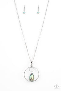Swinging Shimmer - Green and Silver Necklace- Paparazzi Accessories