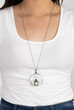 Load image into Gallery viewer, Swinging Shimmer - Green and Silver Necklace- Paparazzi Accessories