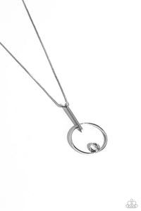 Hooped Theory - White and Silver Necklace- Paparazzi Accessories