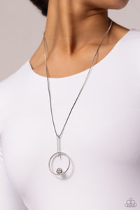 Hooped Theory - White and Silver Necklace- Paparazzi Accessories
