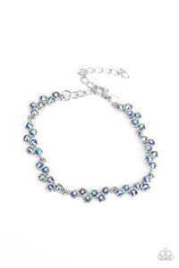 Flatter Yourself - Blue and Silver Bracelet- Paparazzi Accessories