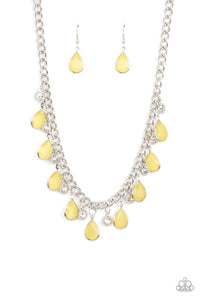 Frosted and Framed - Yellow and Silver Necklace- Paparazzi Accessories