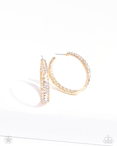 GLITZY By Association - White and Gold Earrings- Paparazzi Accessories