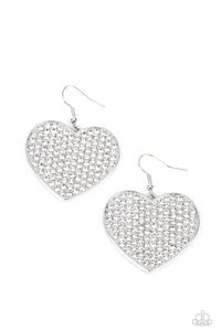 Romantic Reign - White and Silver Earrings- Paparazzi Accessories