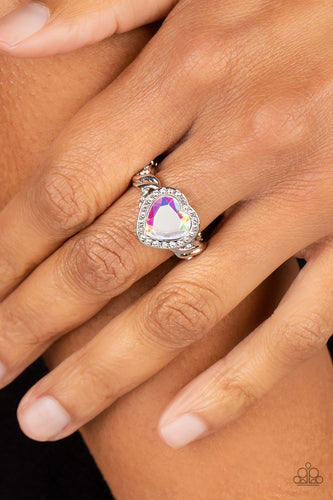 Committed to Cupid - Multicolored Silver Ring- Paparazzi Accessories