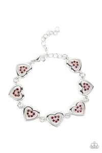 Catching Feelings - Red and Silver Bracelet- Paparazzi Accessories