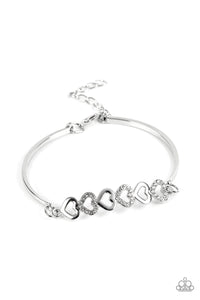 Attentive Admirer - White and Silver Bracelet- Paparazzi Accessories