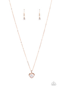 Effulgently Engaged - White and Rose Gold Necklace- Paparazzi Accessories