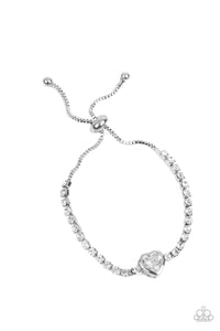 Mirrored Love - White and Silver Bracelet- Paparazzi Accessories